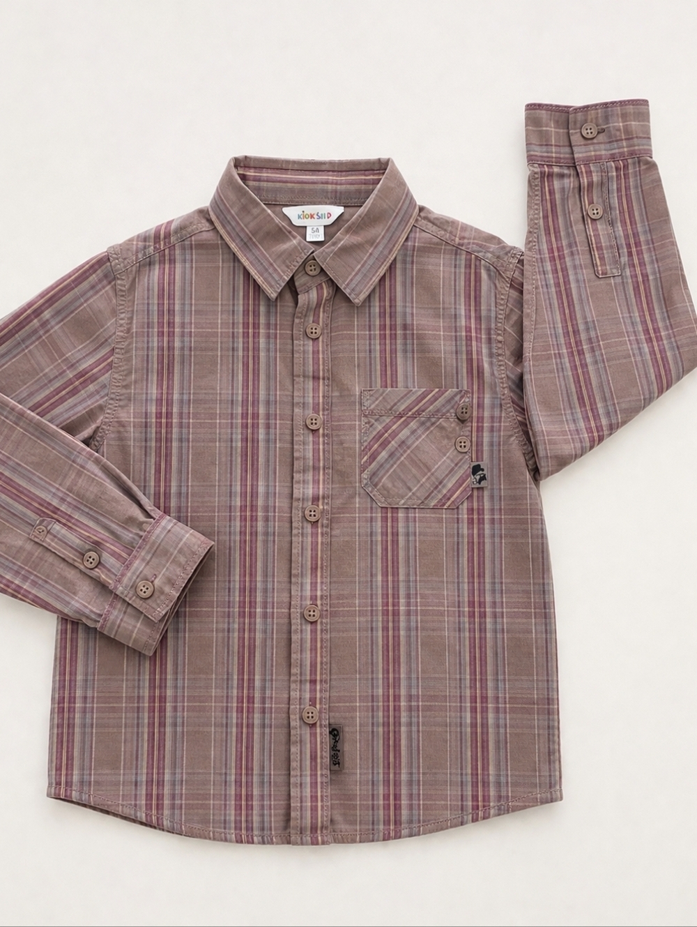 Cotton Plad Stripe Boy Shirt 5T